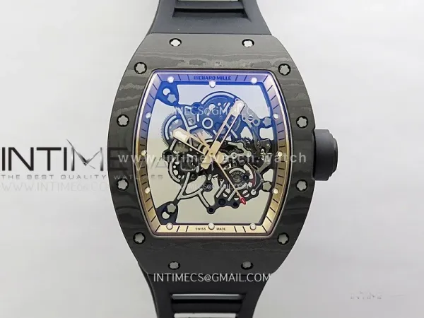 RM055 RG Inner Bezel Black Crown NTPT/NTPT ZF 1:1 Best Edition on Black Rubber Strap RMUL2 Super Clone