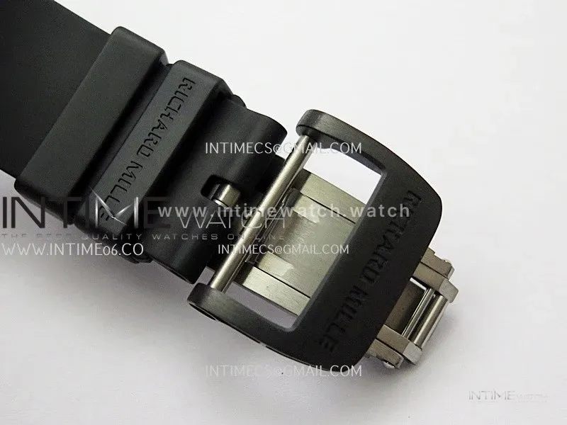 RM055 Red Crown Black Inner Black Ceramic ZF 1:1 Best Edition Skeleton Dial On Black Rubber Strap RMUL2 Super Clone