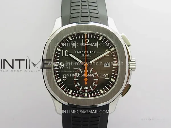 Aquanaut 5968 SS V2 P1F Best Edition Gray Dial On Black Rubber Strap A520 (Free Orange Rubber Strap)