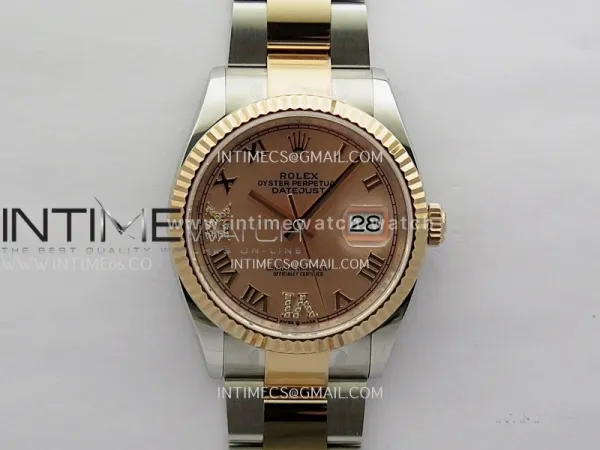DateJust 126233 36mm 904L SS/RG ONE Factory 1:1 Best Edition RG Dial Roman Diamond Marker On Oyster Bracelet DD3235
