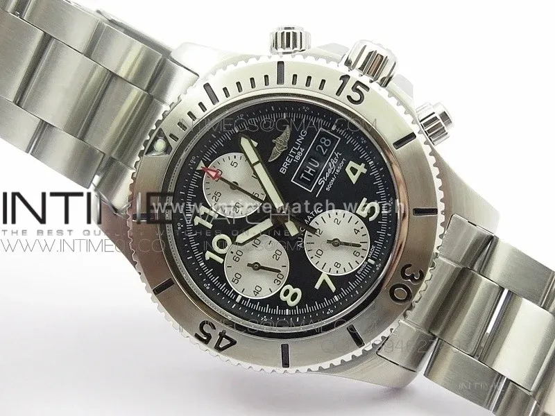 Super Ocean Steelfish SS Black Dial on SS Bracelet A7750