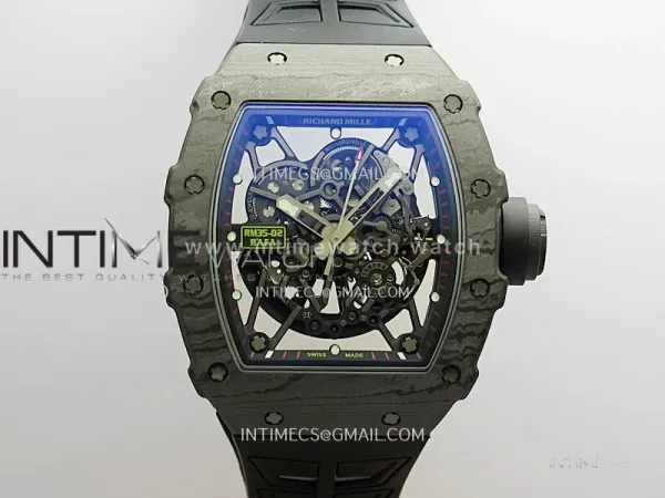RM035-02 Black NTPT Black Crown Umi Office 1:1 Best Edition Skeleton Dial On Black Rubber Strap RMAL1 SuperClone V2(Free Sprung)