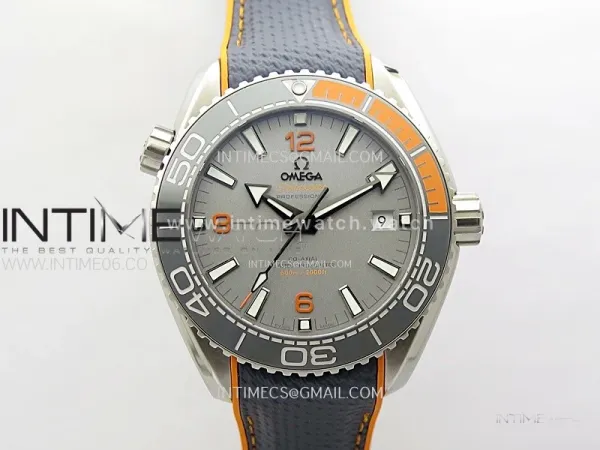 Planet Ocean 43.5mm Ti VSF 1:1 Best Edition Black/Orange Bezel Gray Dial on Gray Nylon Strap A8900