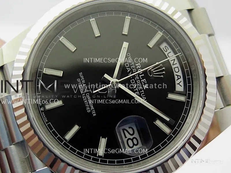 Day Date 228239 40mm 904L SS VSF 1:1 Best Edition Black Dial Stick Marker On SS President Bracelet DD3255