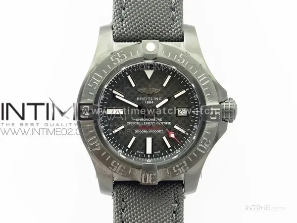 Avenger II Seawolf DLC V2 Best Edition Black CF Dial on Black Strap A2836(Free Brown Leather Strap)