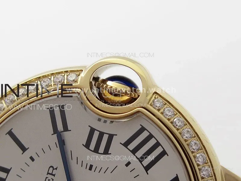 Ballon Bleu 36mm Diamonds Bezel RG 3KF 1:1 Best Edition White Textured Dial on SS Bracelet A076