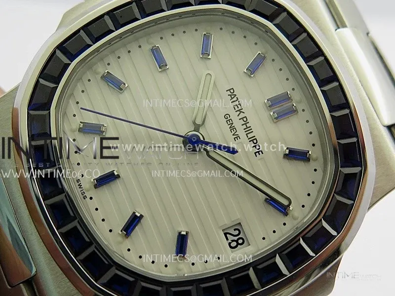 Nautilus 5711/1A Blue T Diamond SS GRF 1:1 Best Edition White Textured Dial On SS Bracelet Asian 26-330