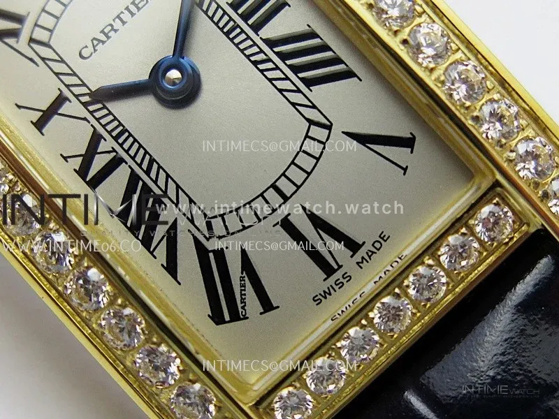 Tank WSTA0016 19mm YG/Diamond Bezel 8848F Best Edition Silver Dial on Black Leather Strap Ronda Quartz