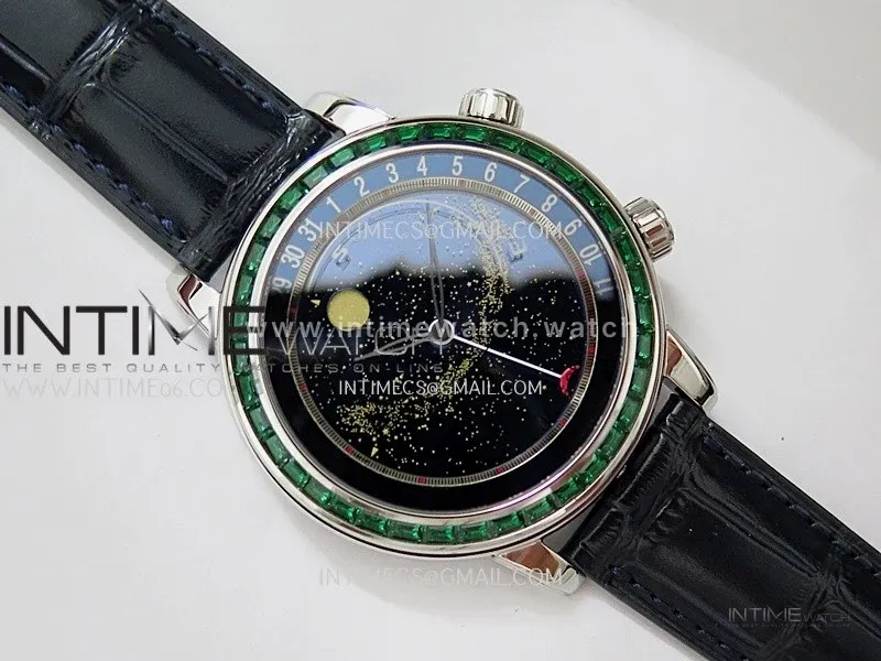Grand Complications 6104 13P-010 SS PPF 1:1 Green T Dia Blue Dial On Blue Leather Strap Super Clone Asian 240