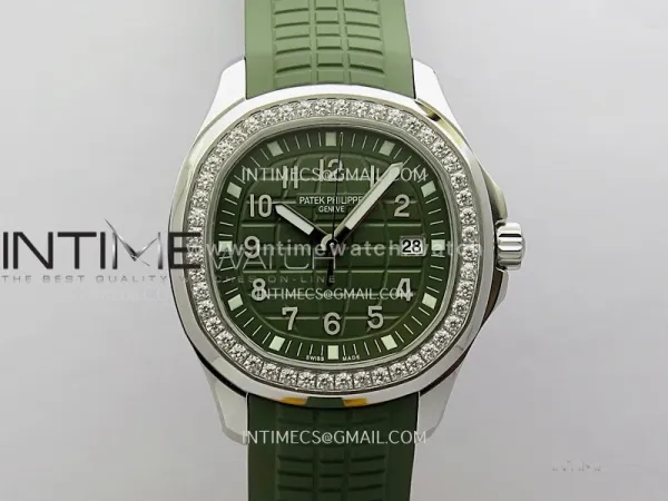 Aquanaut 5267 SS PPF 1:1 Best Edition Green Textured Dial On Green Rubber Strap Ronda Quartz