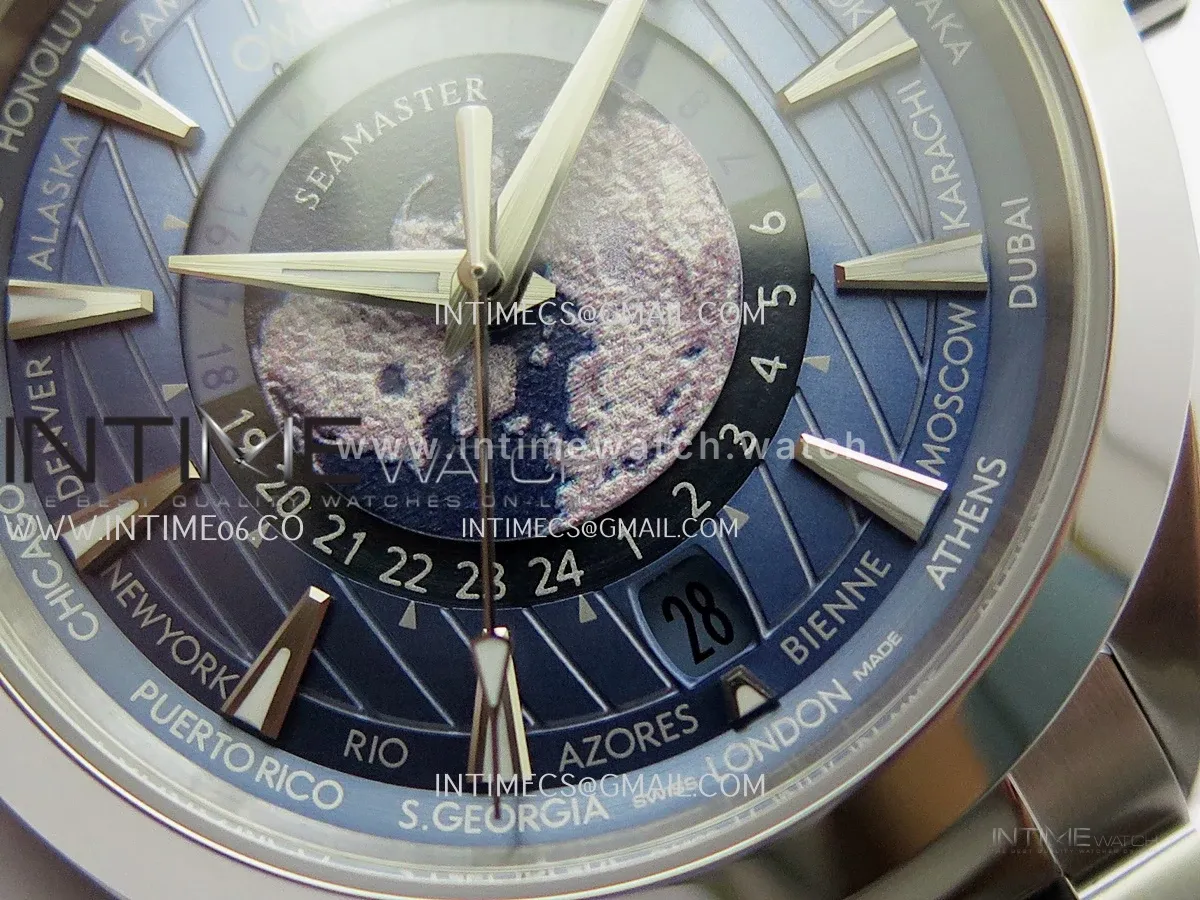 Aqua Terra 150M World Time 24 Hours SS VRS 1:1 Summer Blue Dial On SS Bracelet Super Clone 8938