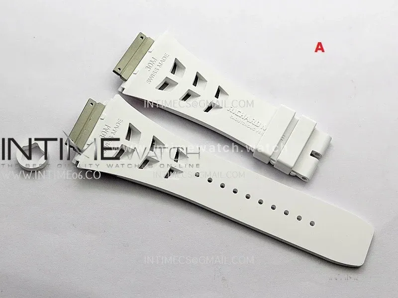 3AF 1:1 Richard Mille Shark Dual Color Rubber Straps Include Crown O Ring For RM055 And RM035 Watches