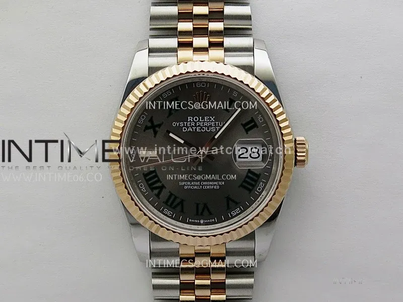 DateJust 126231 904L SS/RG JDF 1:1 Best Edition Gray Dial Green Roman Markers on Jubilee SS/RG Bracelet