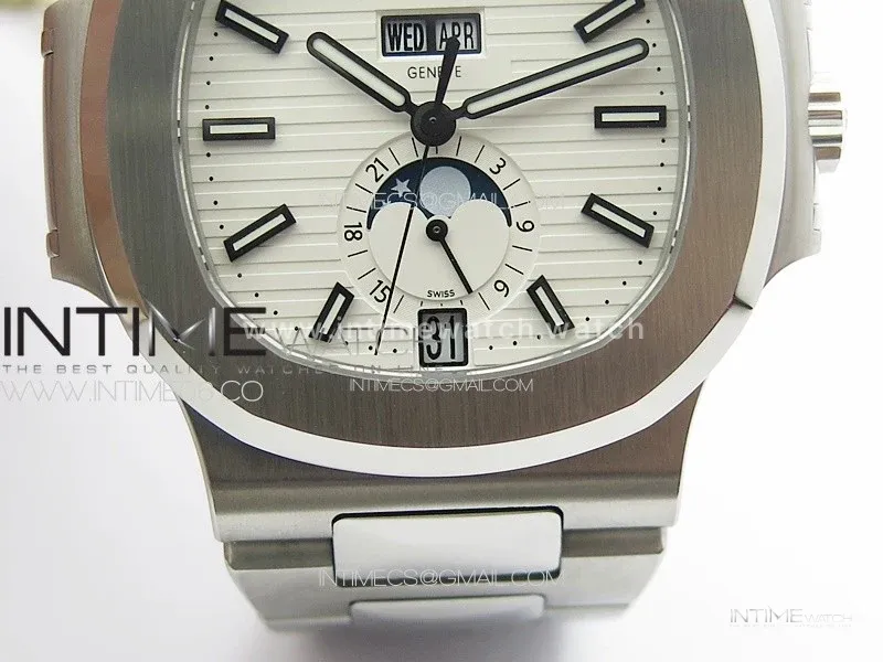 Nautilus 5726 Full Function SS PPF 1:1 Best Edition White Dial on SS Bracelet PPF324 (Free Tool)
