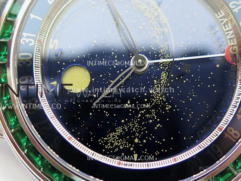 Grand Complications 6104 13P-010 SS PPF 1:1 Green T Dia Blue Dial On Blue Leather Strap Super Clone Asian 240