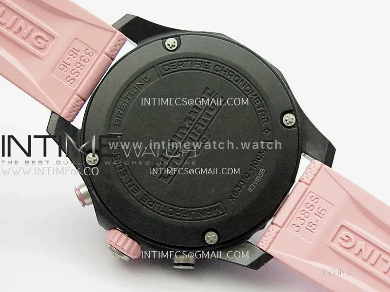 Professional Quartz Chrono Pink Inner Bezel 1:1 Best Edition Black Dial On Pink Rubber Strap Swiss Ronda