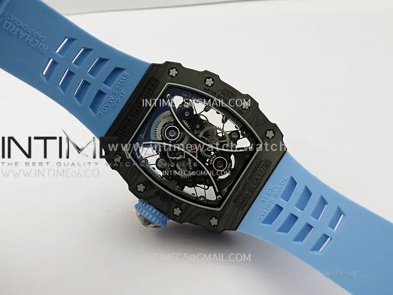 RM053-01 Real Forge Carbon JBF Best Edition Skeleton Dial on Blue Rubber Strap Asian Movement