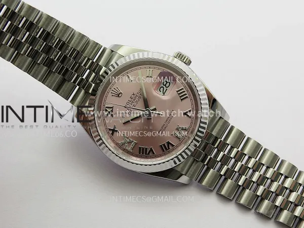 DateJust 126234 36mm 904L SS V2 VSF 1:1 Best Edition Pink Dial Roman Marker Diamond At 6 and 9 On Jubilee Bracelet DD3235