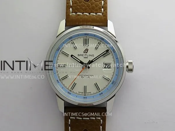 Top Time AB3113 38mm SS BLSF 1:1 Best Edition White Dial On Brown Leather Strap Asian B31