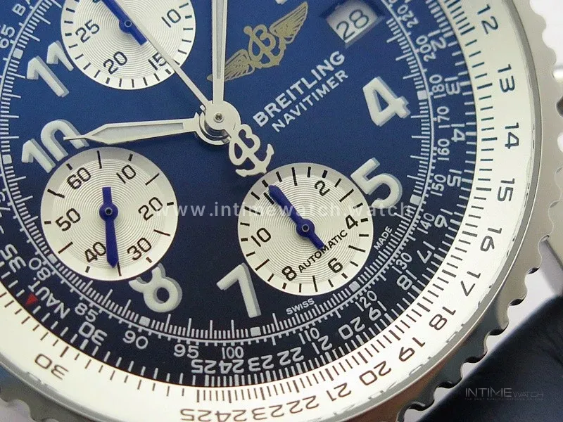 Navitimer 41mm SS B50 Best Edition SS Blue Dial Numeral Markers on Blue Leather Strap A7750