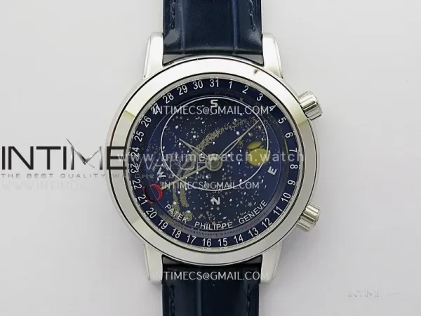 Grand Complications 6102G Moon SS YF Blue Dial on Blue Leather Strap A240