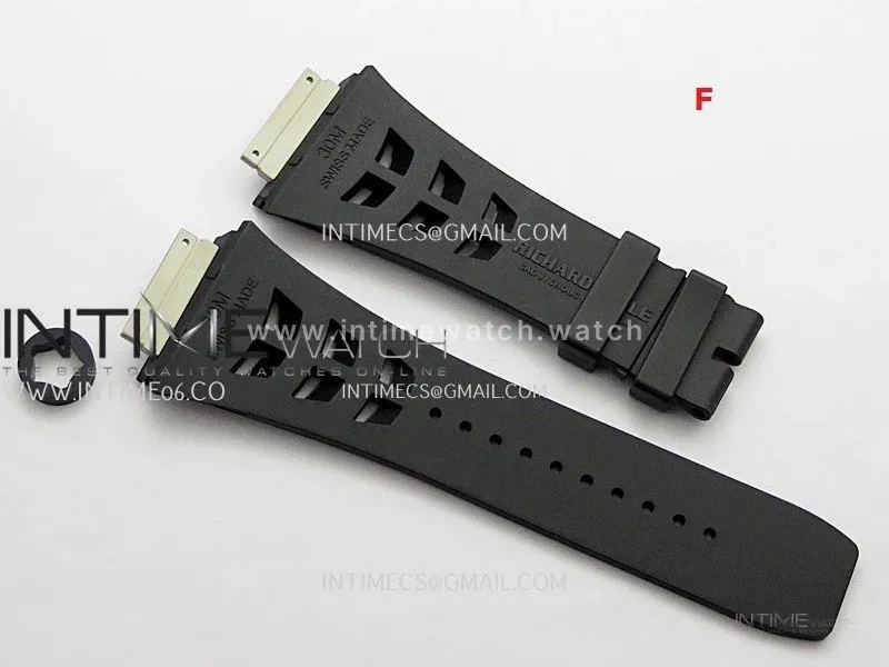 3AF 1:1 Richard Mille Shark Dual Color Rubber Straps Include Crown O Ring For RM055 And RM035 Watches