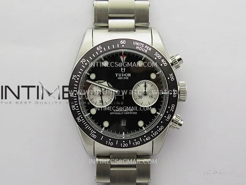 Black Bay Chrono SS TWF 1:1 Best Edition Black Dial on SS Bracelet A7750