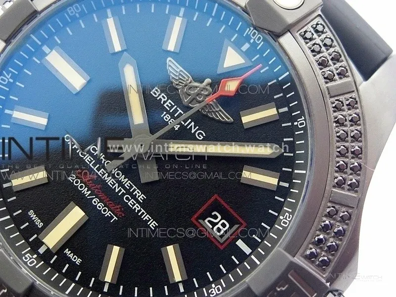 AVENGER BLACKBIRD V17311 Ti DLC 1:1 Best Edition Black Dial Diamonds Bezel on Nylon Strap A2824