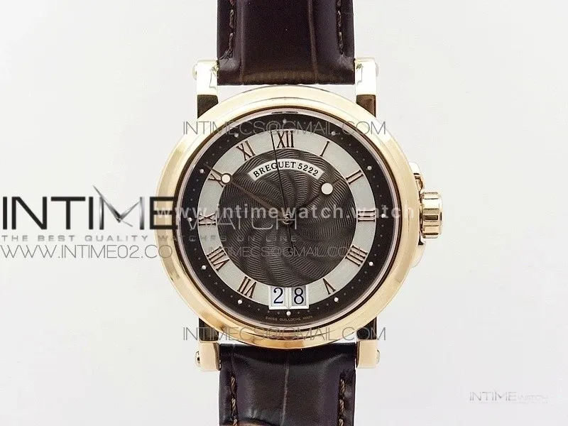 Marine 5222 RG HGF 1:1 Best Edition White Dial On black Leather Strap Asian Cal.517GG(Free rubber strap)