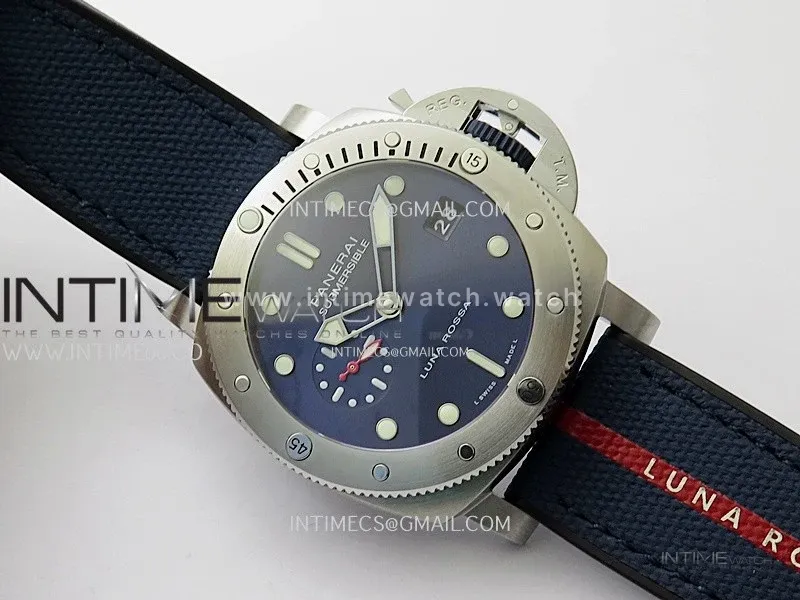PAM1391 Submersible 44mm VSF 1:1 Best Edition Blue Dial on Blue Kevlar Composite Strap P900