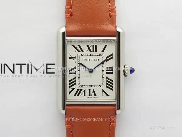 Tank Louis Ladies 25mm SS 8848F 1:1 Best Edition White Dial on Orange Leather Strap Ronda Quartz