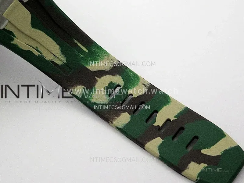 Royal Oak Offshore 44mm SS TKF 1:1 Best Edition Cream Dial on Green Camo Rubber Strap A3126