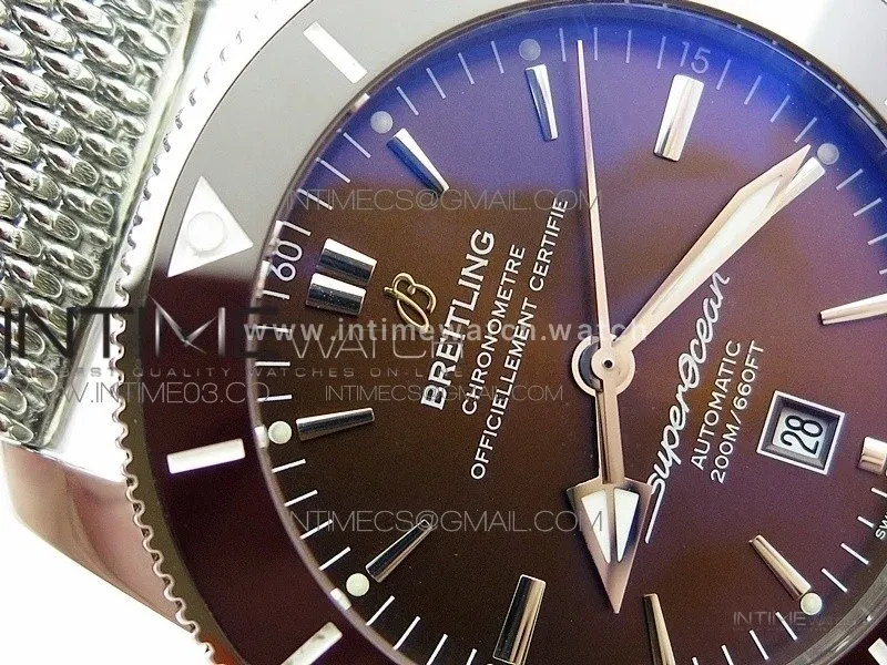 Super Ocean Heritage Brown Ceramic Bezel SS Brown Dial on SS Bracelet A2824