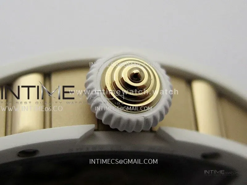 RM07 Real White Ceramic RG ZF Best Edition White MOP Diamond Skeleton Dial On White Rubber Strap Asian CRMA2 Clone