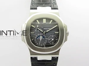 Nautilus 5712 SS PPF 1:1 Best Edition Blue Dial on Black Leather Strap A240 Super Clone V2