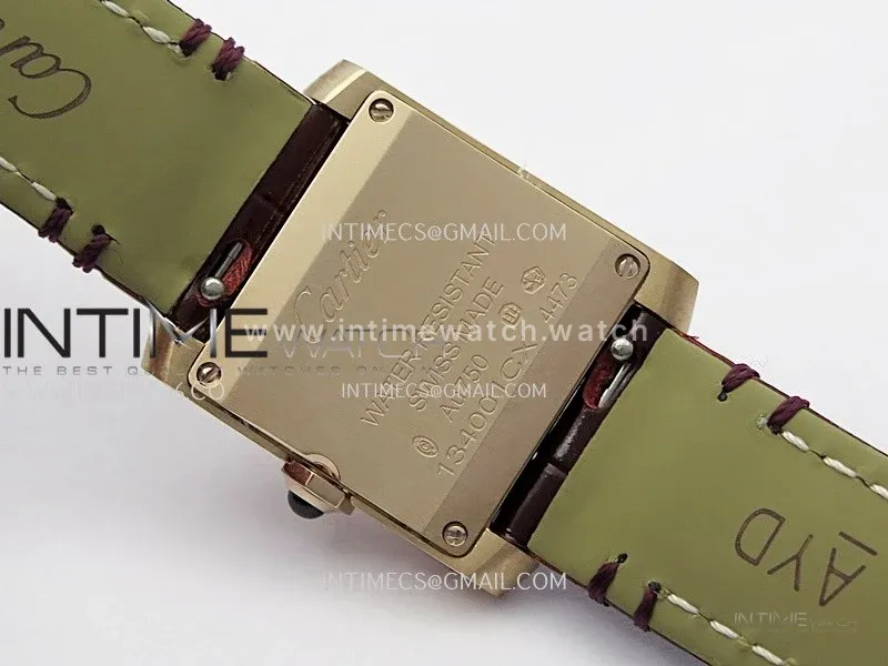 Tank Francaise Ladies 21.2mm RG 8848F 1:1 Best Edition Silver Dial on Red Leather Strap Ronda Quartz V2