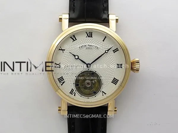 Classic Tourbillon RG AXF White Textured Dial On Black Leather Strap EQ5210