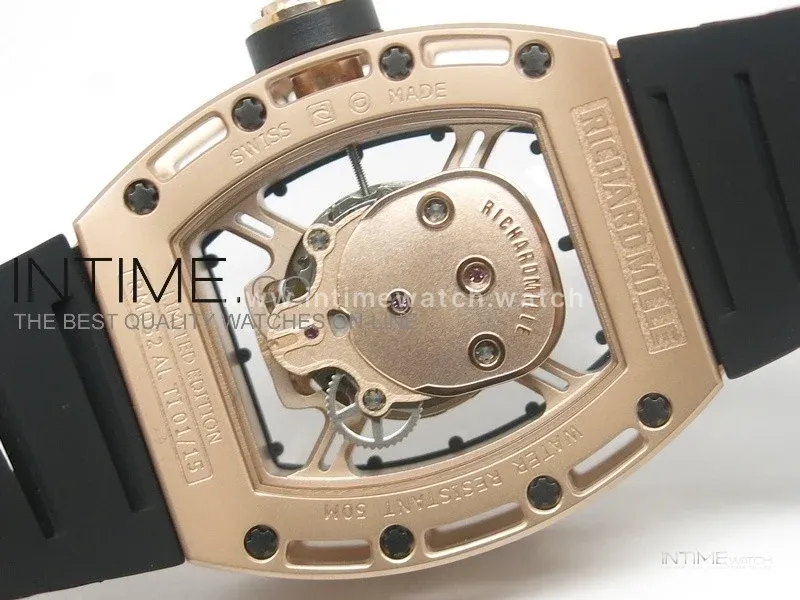 RICHARD MILLE Gold Dial RG A23J on Black Rubber Strap