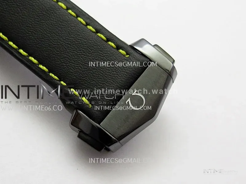 Speedmaster 44mm Ceramic SMF 1:1 Best Edition Black Skeleton Dial Yellow Hands On Black Leather Strap A3869 (Free Strap)