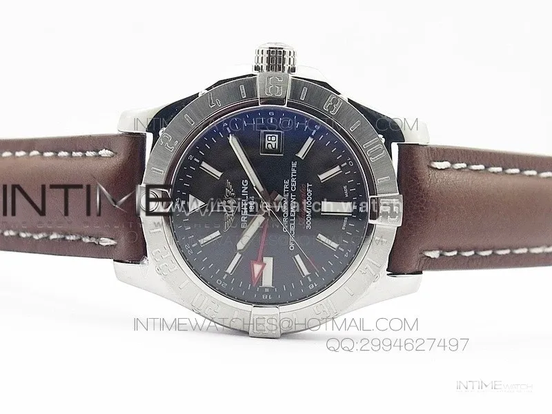 Seawolf SS Black Stick Marker Dial on Leather strap A2836