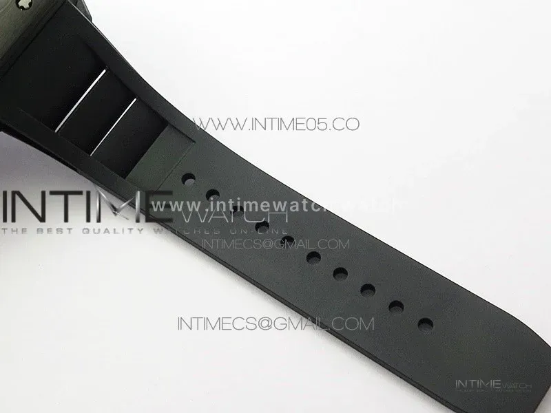 RM011 Carbon Case Carbon Bezel Chronograph KVF 1:1 Best Edition Skeleton Dial(Red Inner Bezel) on Black Rubber Strap A7750