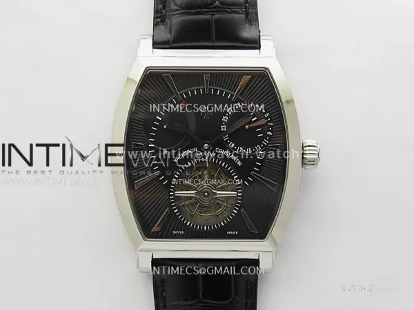 Malte Tourbillon SS AXF Best Edition Black Dial on Black Leather Strap