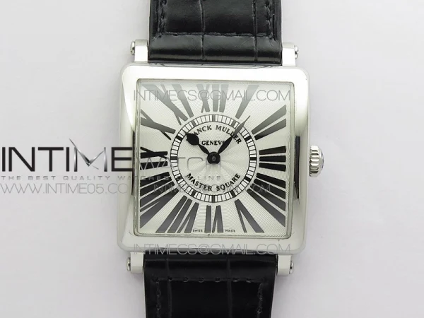 Master Square SS Ladies ZF 1:1 Best Edition White Roman Dial on Black Leather Strap Ronda Quartz