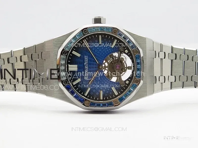 Royal Oak 41mm Tourbillon SS Color T Crystal Bezel BBS Best Edition Blue Dial on SS Bracelet