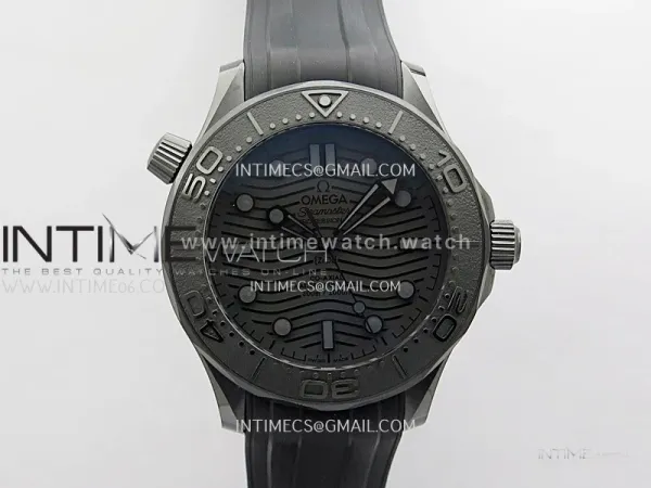 Seamaster Diver 300M Black Ceramic/DLC ORF 1:1 Best Edition Black Dial On Black Rubber Strap Super Clone Asian 8806