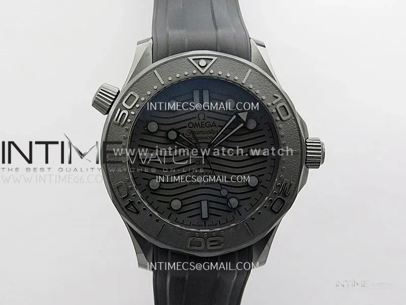 Seamaster Diver 300M Black Ceramic/DLC ORF 1:1 Best Edition Black Dial On Black Rubber Strap Super Clone Asian 8806