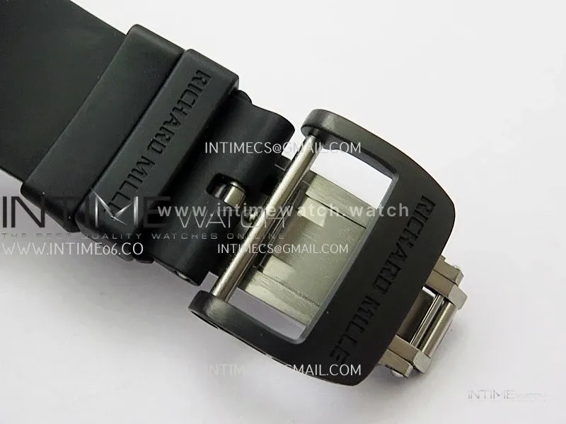 RM055 Black Crown White Inner Black Ceramic ZF 1:1 Best Edition Skeleton Dial On Black Rubber Strap RMUL2 Super Clone