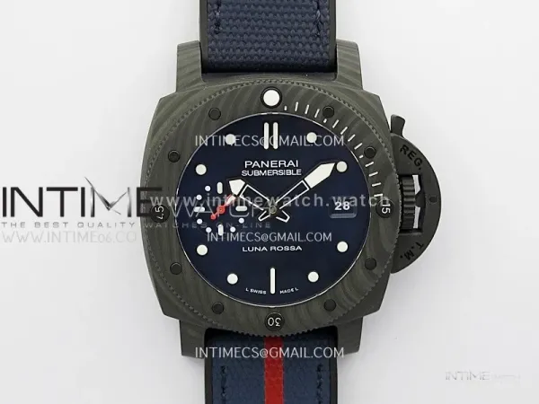 PAM1563 Luna Rossa Submersible 42mm Ceramic VSF 1:1 Best Edition Blue Dial On Blue Fabric Strap P900
