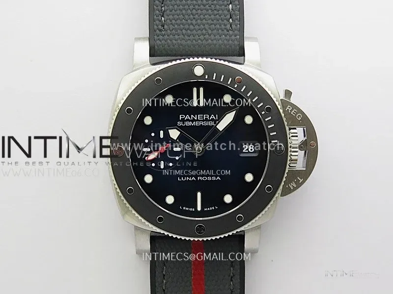 PAM1565 Luna Rossa Submersible 42mm VSF 1:1 Best Edition Blue Dial On Blue Fabric Strap P900