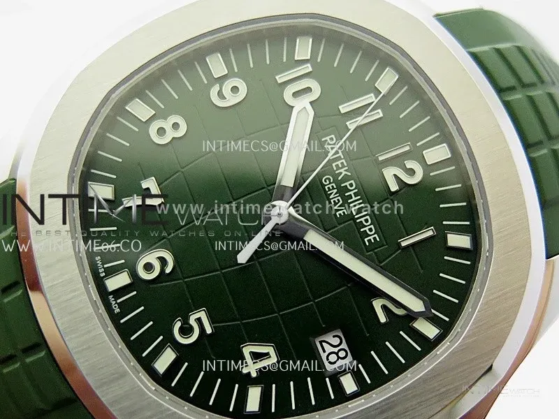 Aquanaut 5168G 42mm SS 3KF 1:1 Best Edition Green Dial on Green Rubber Strap A324 Super Clone V2